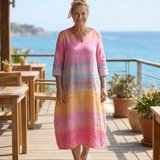 Dorottya | Kényelmes Gradient Csíkos Midi Ruha
