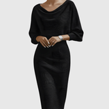 Ismeria | Fehér Drapált Batwing Midi Ruha