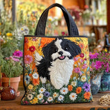 Kézműves Shih Tzu és Virágok Táska