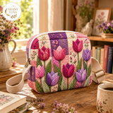 Virágmintás patchwork steppelt keresztpántos táska