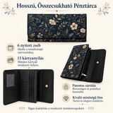 Virágos olajfestmény mintájú hosszú összehajtható pénztárca