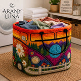 Boho stílusú élénk steppelt tárolókosár