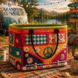 Kempingautó quiltmintás tárolókosár