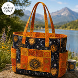 Boho nap és hold steppelt tote táska