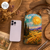 Van Gogh tájkép steppelt telefontáska
