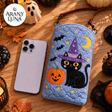 Halloween macskás steppelt telefontáska
