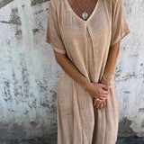 Sharon | Rövid Ujjú V-nyakú Maxi Ruha