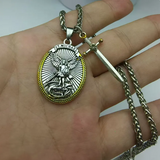 Szent Mihály kardos vintage nyakék aranyszínű szegéllyel