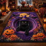 3D boszorkányos fekete macskás halloweeni szőnyeg