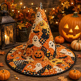 Szellem- és tökmintás steppelt halloweeni kalap
