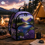 Purple Floral & Mountain Quilted Backpack LV05
