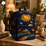 Celestial Sun & Mountain Quilted Backpack LV07