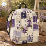 Purple Floral Patchwork Quilted Backpack LV17