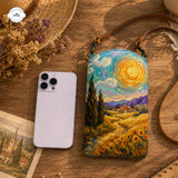 Van Gogh Tájkép Mintás Steppelt Vékony Telefonválltáska LV14