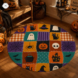 Vintage Halloween patchwork kerek szőnyeg