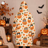 Halloween-i macska tökben, kényelmes kapucnis pulóver