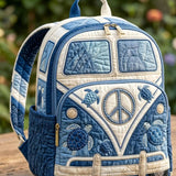 Vintage Hippie Camper Van Quilted Backpack QV03