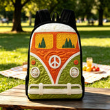 Hippie Peace Sign Quilted Backpack With Black Strap QV06