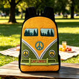 Retro Camper Van Personalized Quilted Backpack With Black Strap QV07