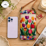 Tulipánkert steppelt vékony telefonos keresztpántos táska TG12