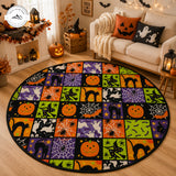Vintage patchwork hátborzongató kerek szőnyeg